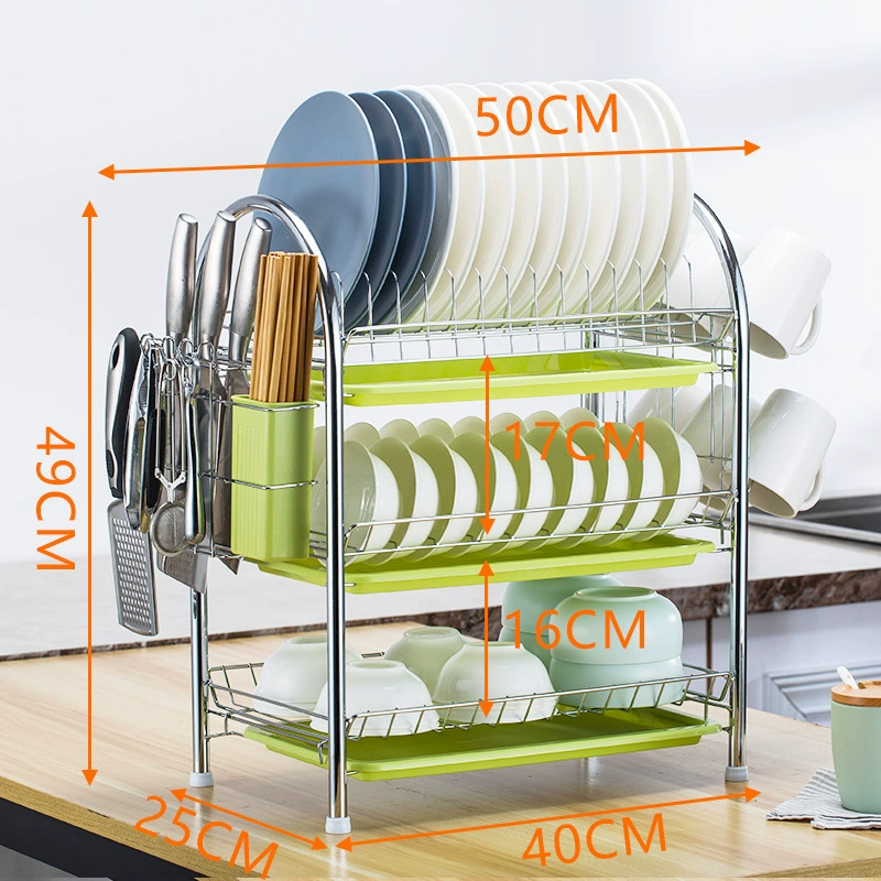 Kitchen storage rack floor-mounted multi-layer storage drainage dish rack double-layer bowl tableware storage bowl rack reality