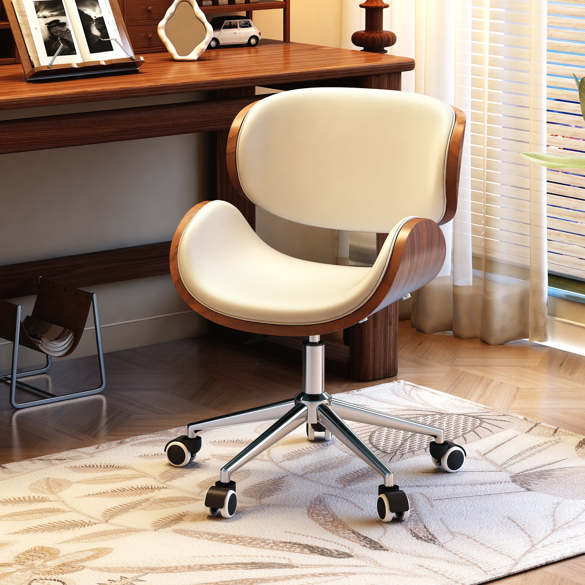 Silla de computadora de estilo medieval sala de estudio doméstica silla de respaldo de oficina elevable silla de escritorio giratorio silla de madera maciza silla imes