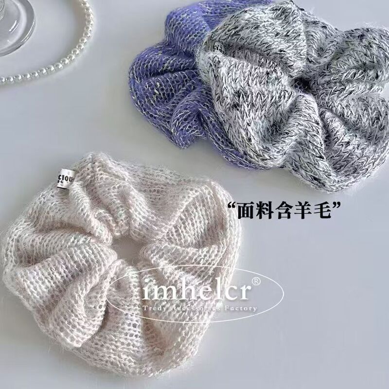 ins风秋冬新款针织毛线大肠发圈小众温柔氛围感韩系后脑勺发绳女|undefined