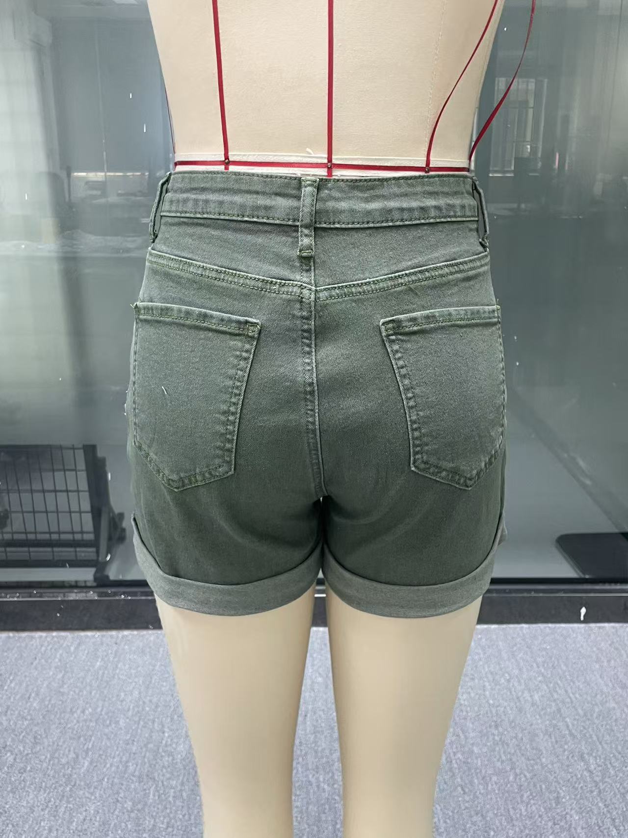 Women's Solid Color Denim Shorts Simple Basic Versatile Standard Size Women's Pants_ecoleips.com