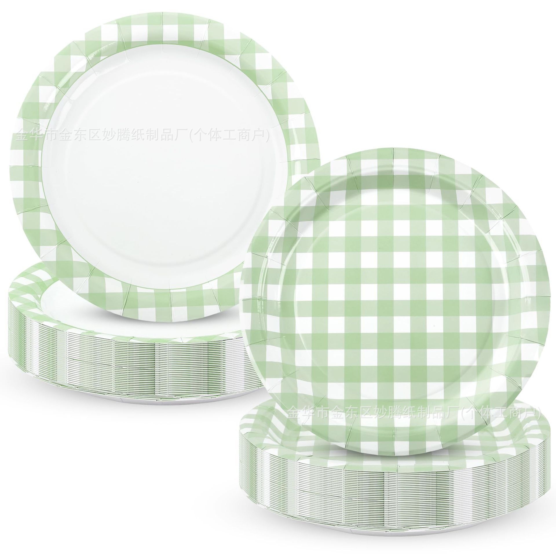 Plato de papel desechable transfronterizo Plato de encaje a rayas azules Plato de encaje de fiestas Fiestas Set de cubiertos desechables
