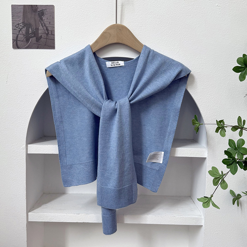 Challas de punto para mujeres primavera y verano coreano nuevo exterior de color sólido pequeño challas de aire acondicionado sala challas cuello falso hombro