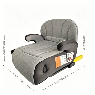 Cross-Border Child Safety Seat Booster Cushion 3-12 Years Old Isofix Portable Simple Car Baby Seat Cushion Cotton Custom-Made (Car child safety seat) - with-isofix-interface-3ci-size-certification-ece-r12904-eu-e8security-standard-black-and-gray-color-matching-isofix-detachable-backrest-ergonomic-design-universal-for-car-models