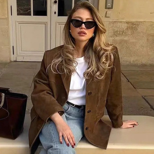 Aliexpress Popular Cross-Border Export European and American Clothing Za Autumn and Winter New Street Fashion Single-Breasted Suit Jacket