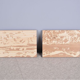 2025 Year of the Snake Wooden Board Laser Cutting and Engraving Pattern Wood Carving Board Print Wooden Postcard Landscape Carving Cultural and Creative Products