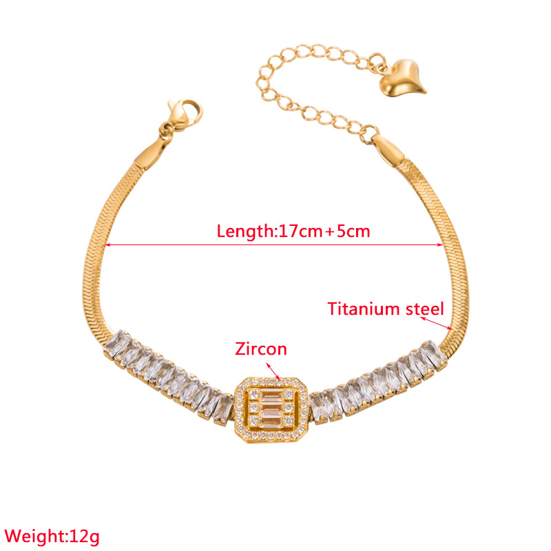 Retro Square Snake Titanium Steel Inlay Zircon Bracelets