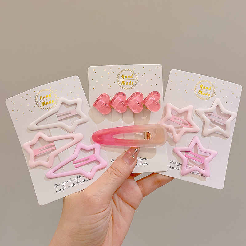 Pin de pelo de verano de dopamina rosa de alto nivel de sensación de frangeo un clip de pelo de frente acabado de pelo de broche adorable adornamiento para el pelo