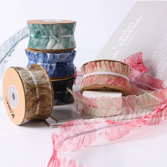 Bilateral leafy lace dyed snow fabric ribbon DIY floral gift baking cake packaging decoration butterfly hair accessory