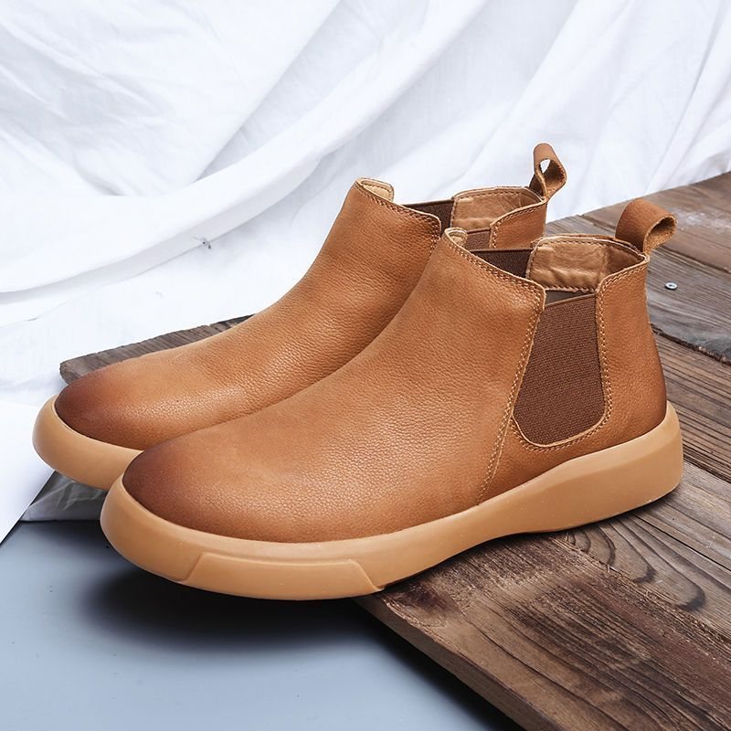 New Chelsea retro versatile Martin boots for men, featuring a non-slip, breathable design, a British style, and a trendy winter look with added fleece lining