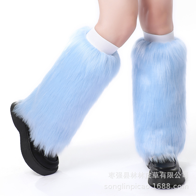 Otoño e Invierno exportación europea y americana original única imitación de piel de zorro cubierta de la pierna cubierta del zapato de la rodilla de las mujeres largo grueso caliente