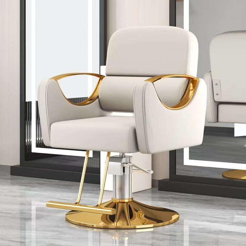 Silla de peluquería, peluquería, barbería, asiento giratorio, silla de corte de pelo simple de acero inoxidable, silla elevadora de afeitado inclinable