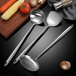 304 Stainless Steel Stir-frying Spoon Special for Chef Stir-frying Shovel Household Layered Long Handle Spoon Pot Spoon Spoon Soup Spoon