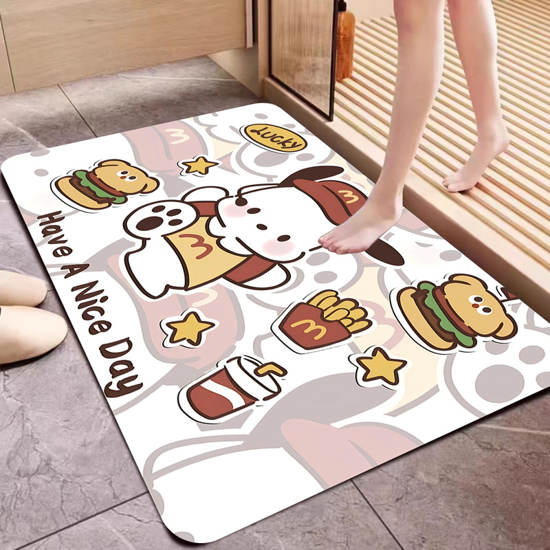 Cartoon Water-Absorbent, Quick-Drying, Soft Diatom Mud Floor Mat, Stain-Resistant and Easy to Maintain, Non-Slip Mat for Bathroom Entrance, Bathroom Floor Mat