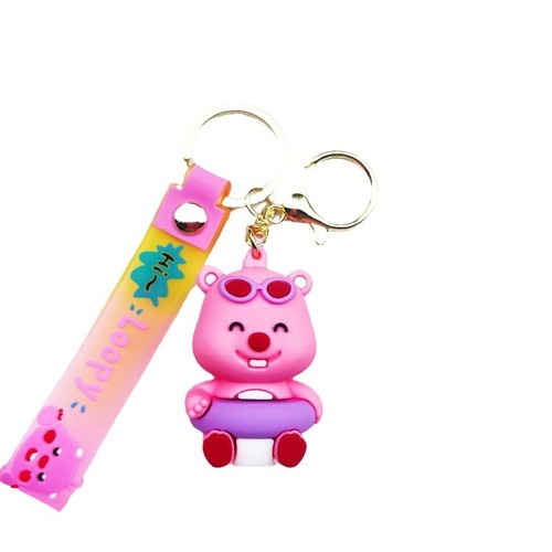 Social media favorite cute Rubble keychain accessory small beaver figure ornament couple cartoon car small gift keychain