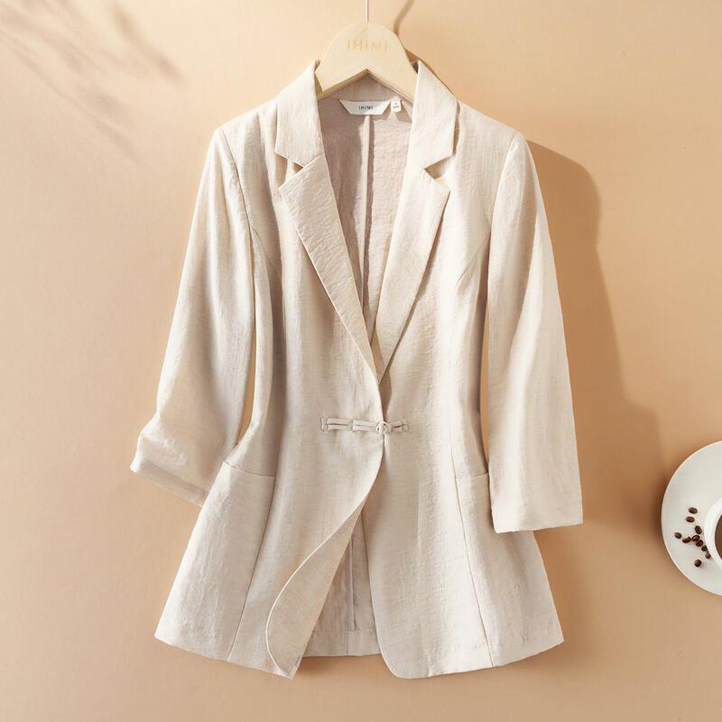 Fashionable Korean-Style Simple Linen Blazer for Women, New Spring/Summer Slim-Fit Short Cotton-Linen Suit Fashionable Korean-Style Simple Linen Blazer for Women, New Spring/Summer Slim-Fit Short Cotton-Linen Suit