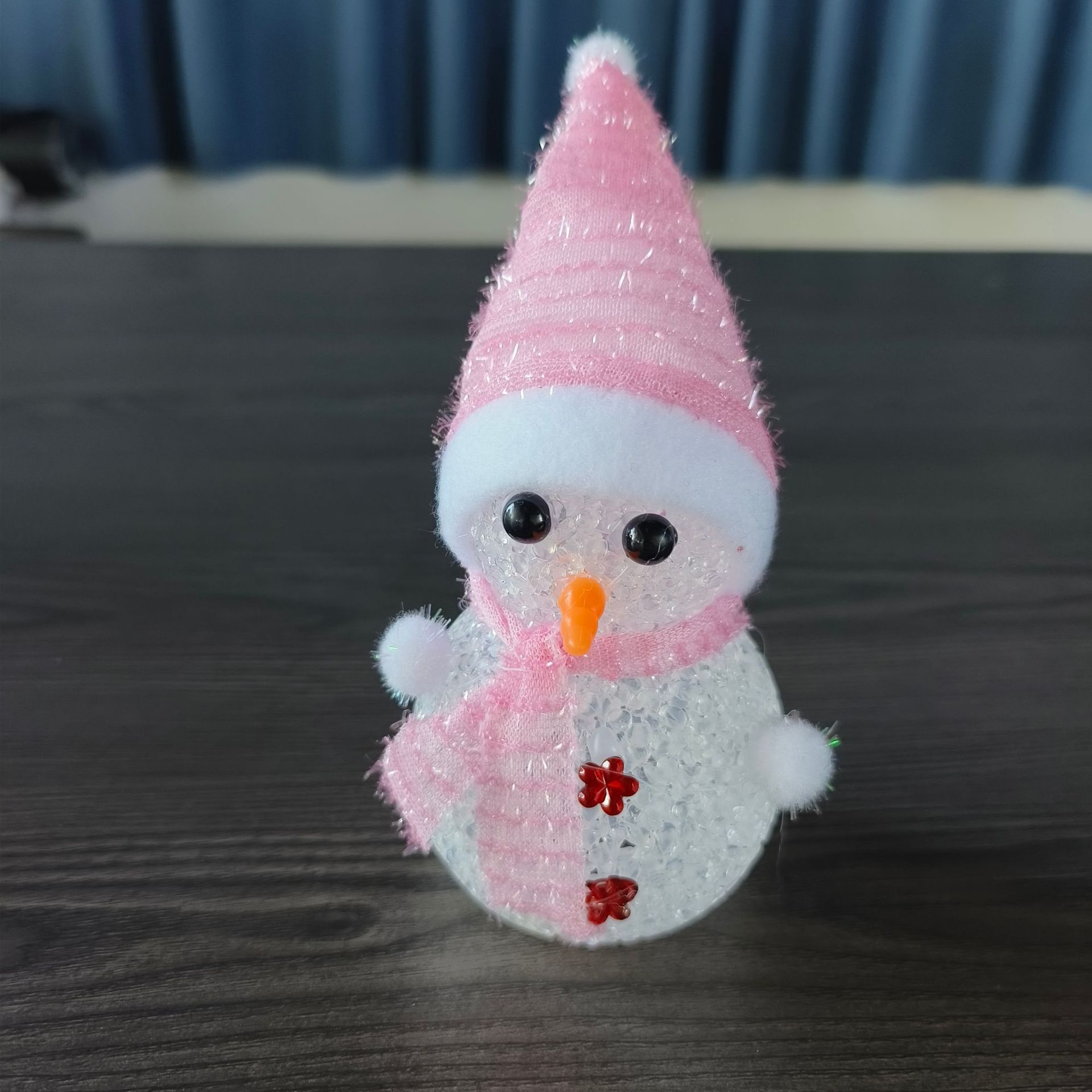 Transfronterizo luminoso muñeco de nieve decoración de Navidad   Muñeca de nieve de plástico de cristal luminoso y colorido