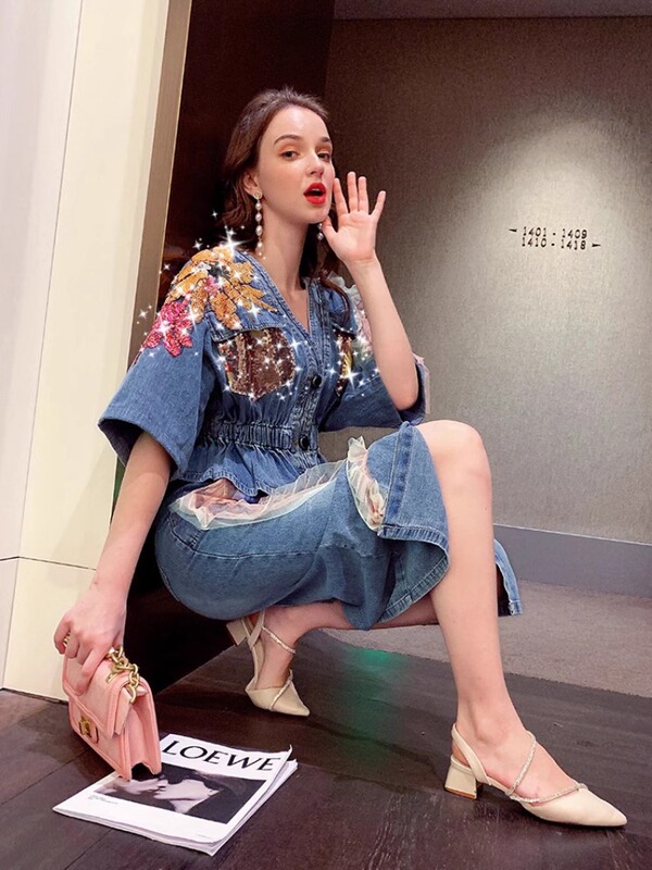 2024 French Style Denim dress suit Skirt Fashion suit Women's Summer New Age-reducing Casual Two-piece Set