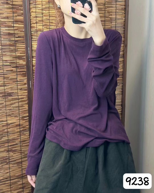 新品韩版简约宽松显瘦圆领纯色打底衫百搭亲肤T恤内搭女|undefined
