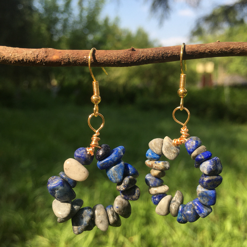 Fashion Round Crystal Beaded Drop Earrings 1 Pair