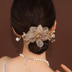 重工水晶綴珠大腸發圈扎頭髮鉑思亞飾品高級感頭繩女新款頭花髮飾