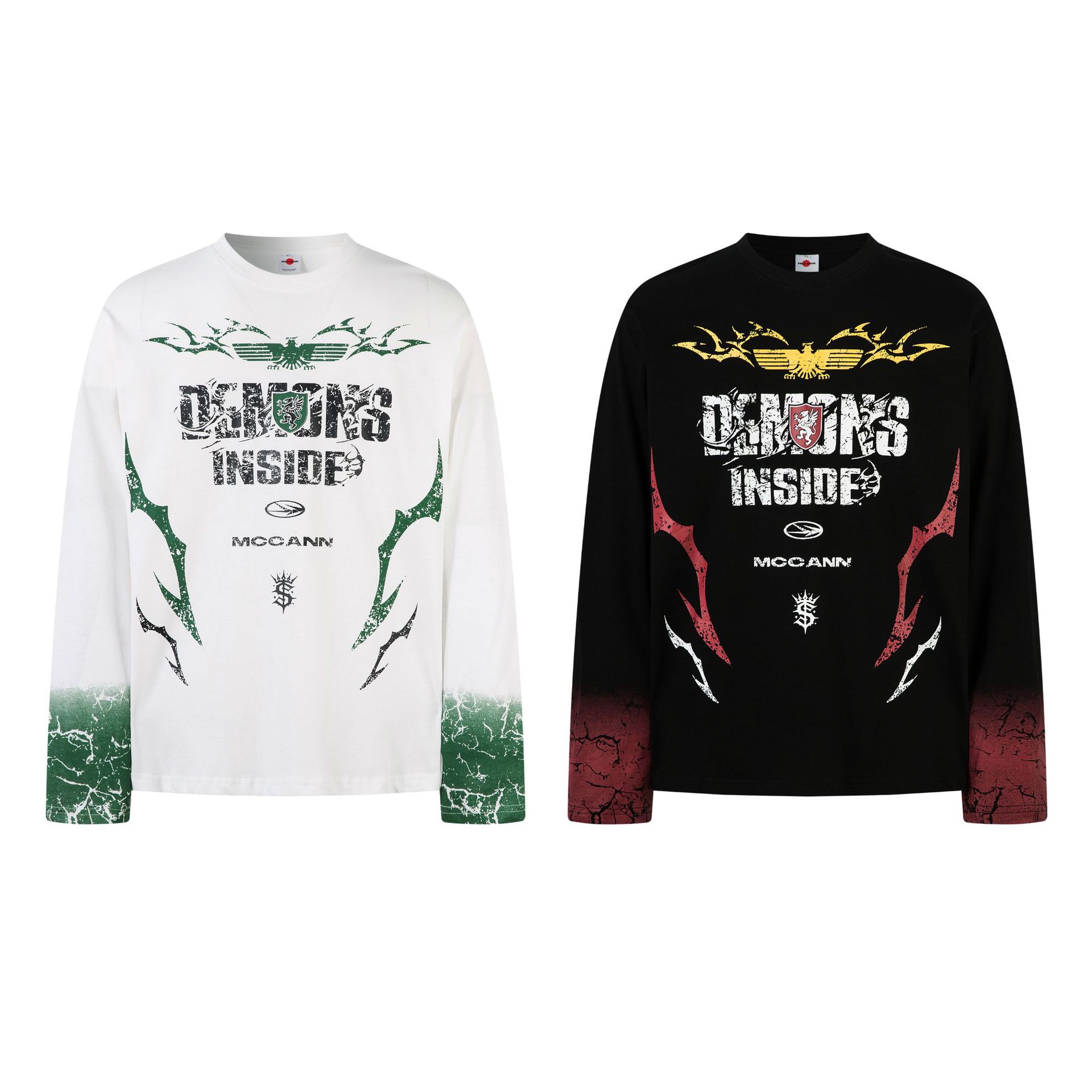 Men's Streetwear Long Sleeve T-Shirt – Oversized Graphic Tee With Dark Print (100% Combed Cotton, M-XXL, Black/White)​_viptrois.com