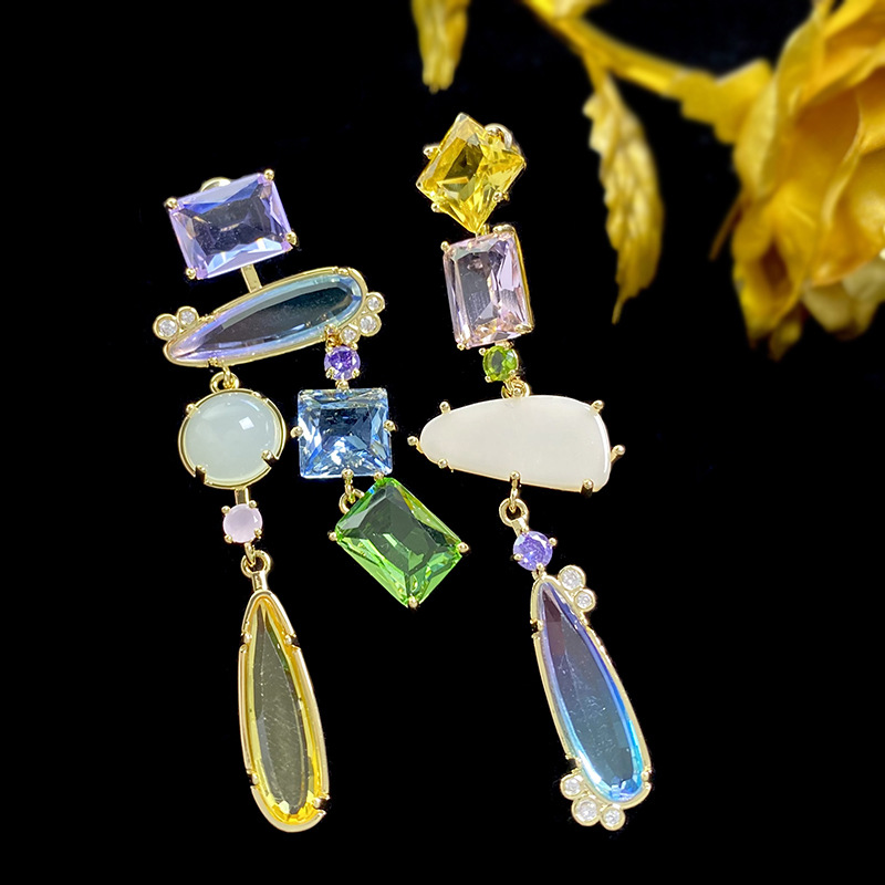 Women's Gender 1 Pair Glam Irregular Inlay 925 Sterling Silver Copper Zircon Drop Earrings
