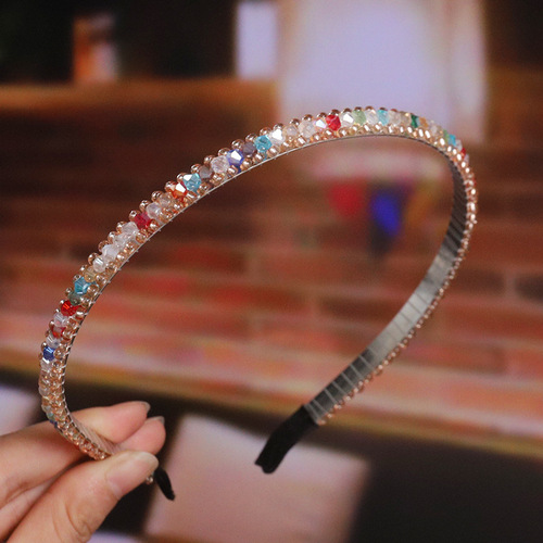 New trendy hair accessories Korean style colorful crystal hair clips handmade braided headband elegant hairpin bead crystal hair band