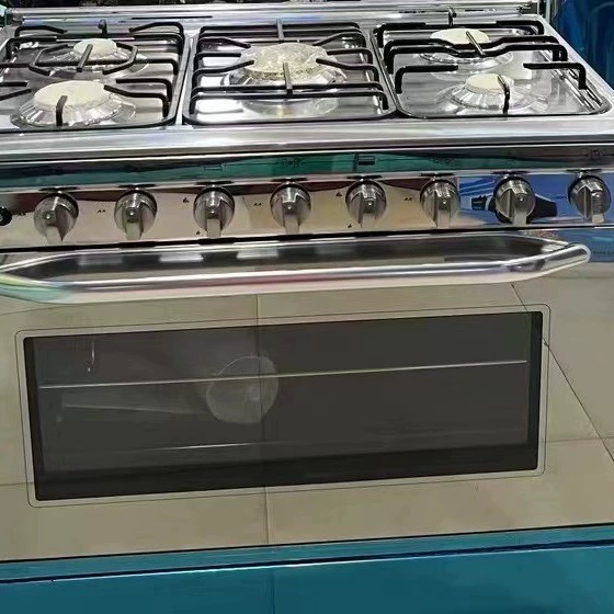 Газовая плита с шириной 90 см и 5 головками, с духовкой, вертикальная одно-частная барбекю