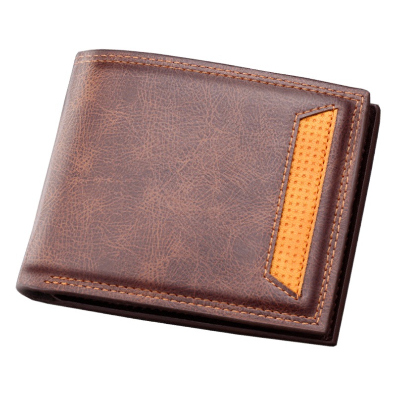 Cartera corta de los hombres europeos y americanos billetera titular de la tarjeta multi-tarjeta de los hombres de la moda de color sólido Cartera horizontal puede contener la licencia de conducir