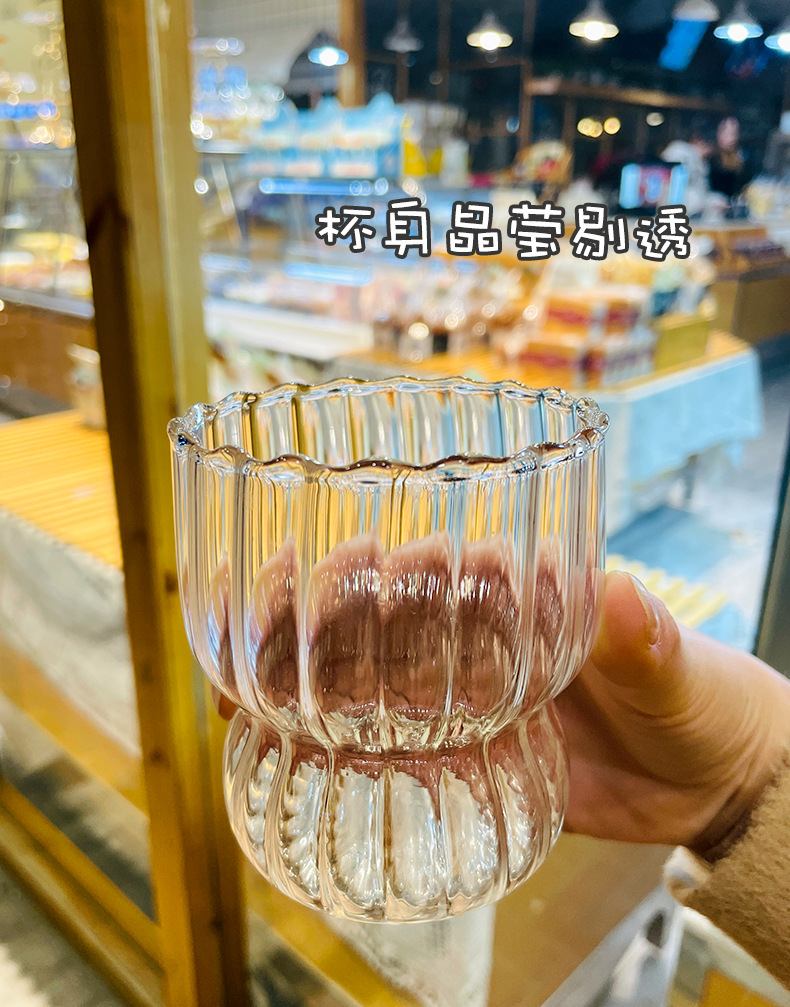 廠家新品可愛高硼硅透明耐高溫ins少女水杯玻璃杯家用牛奶早餐杯