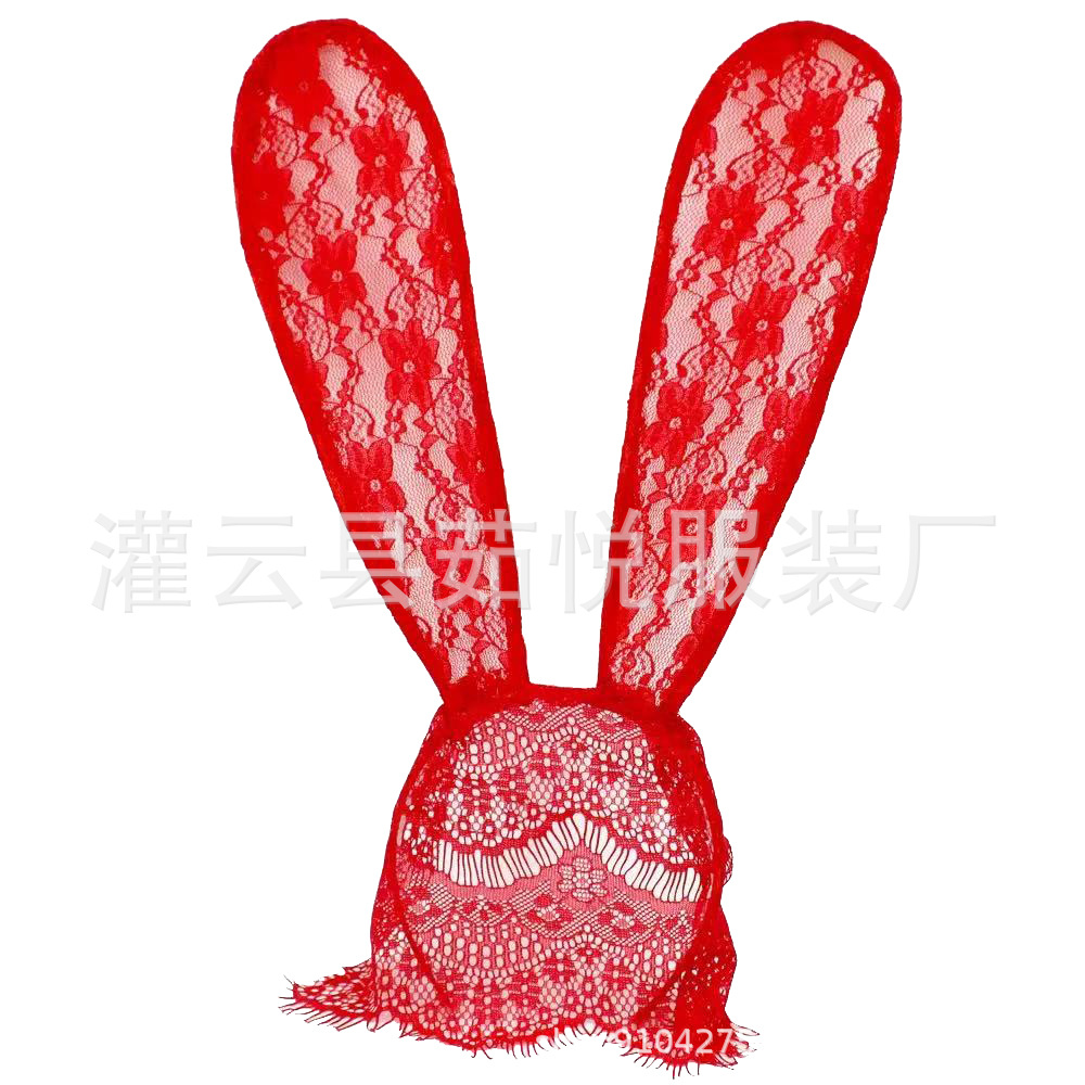 ハロウィーンパーティー化粧舞踏会猫女頭飾り黒レースベールネット赤かわいい猫ウサギ耳カチューシャ