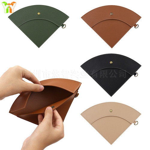 One piece drop shipping coffee filter leather case, outdoor portable coffee filter storage hanging bag, filter paper fan-shaped leather case