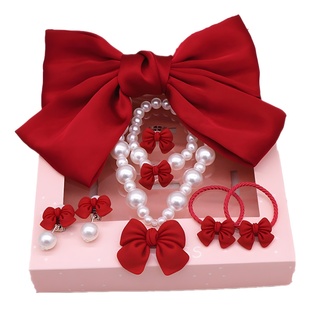 Children's Necklace Set Big Bow Hairpin Top Clip Hairpin Japanese Style Girl Student Hair Accessories Headwear