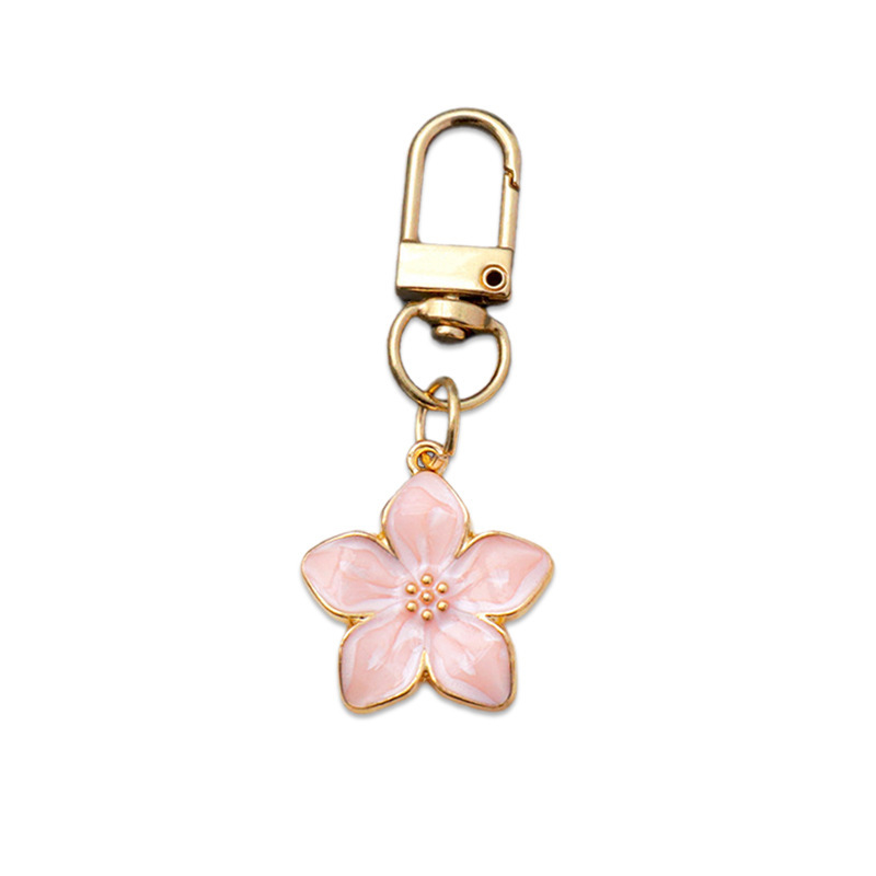 国境を越えた工場直販の売れ筋かわいいカラフルなオイルドリップ真珠光沢のある5枚の花びらの桜キーホルダーペンダントバッグペンダント|undefined