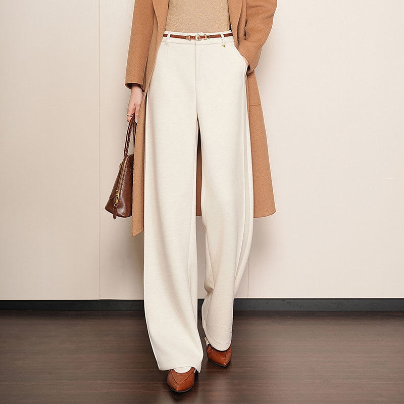 Acetate Wool Straight Pants for Women Autumn and Winter 2025 New Style Casual Soft Waxy White Yamamoto Wide-Leg Suit Pants Acetate Wool Straight Pants for Women Autumn and Winter 2025 New Style Casual Soft Waxy White Yamamoto Wide-Leg Suit Pants