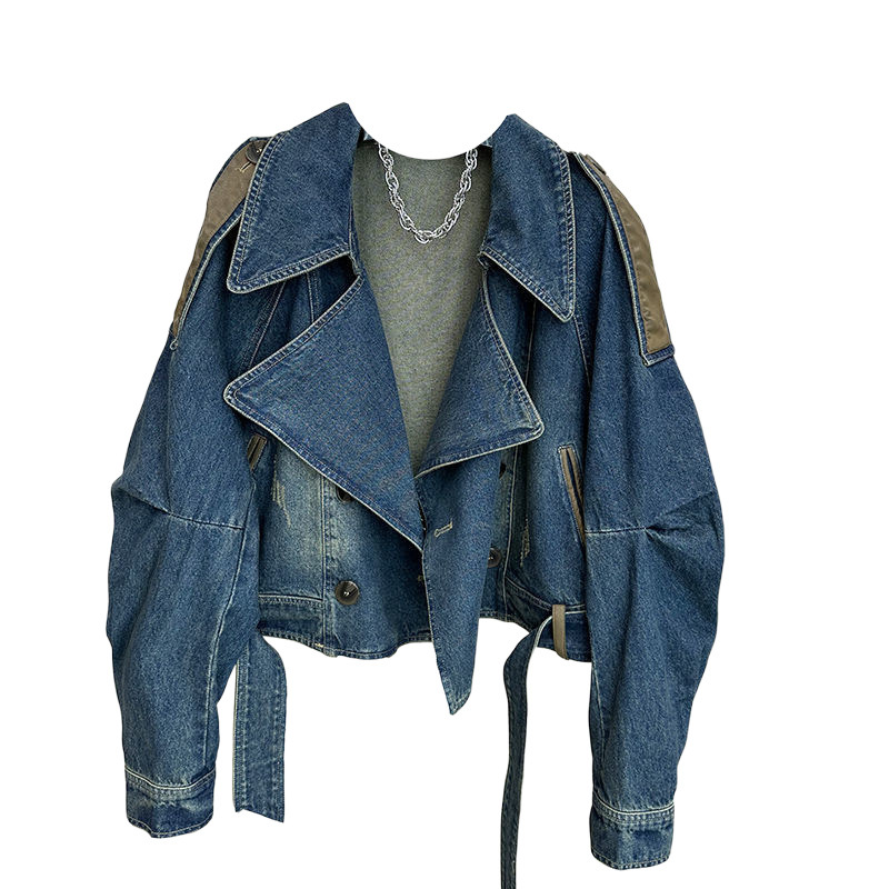 ​​Vintage Distressed Denim Jacket For Women – Loose Fit, Petite Short Style (S-XXXL, Vintage Blue/Bluish)​​_mkmklike.com