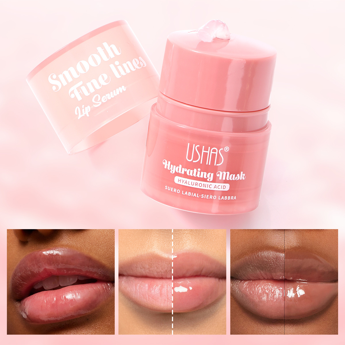 USHAS Europa y los Estados Unidos máscara labial de punto transfronteriza hidratante a largo plazo para humedecer los labios desvanecer el bálsamo labial UC082