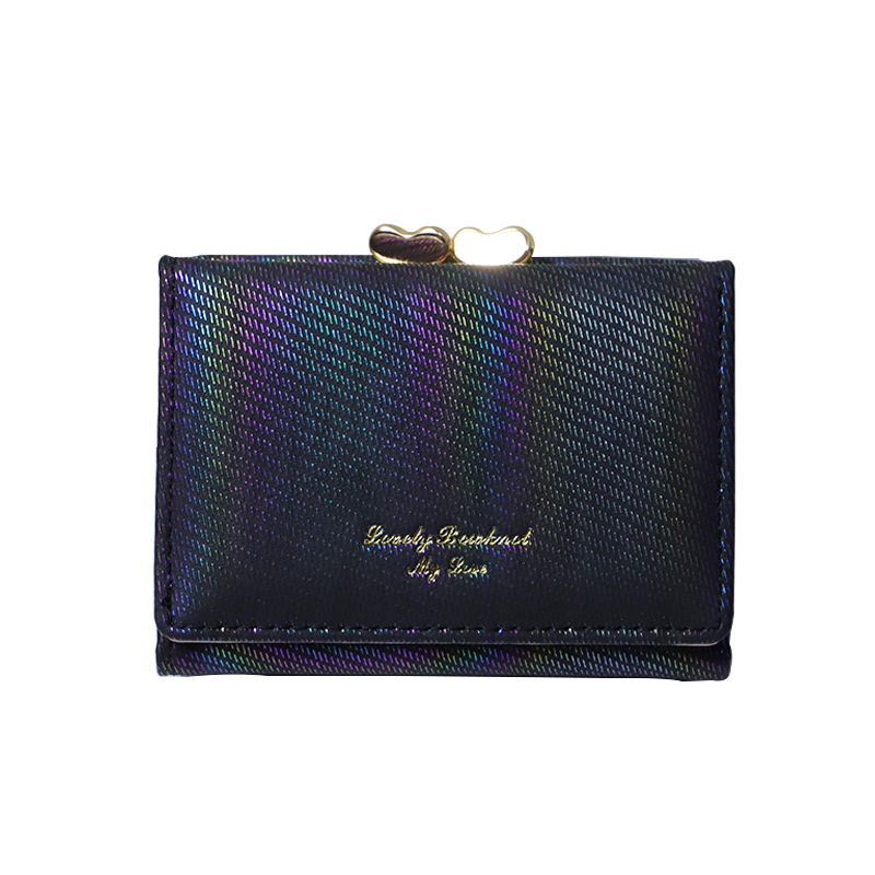 Nueva billetera láser transfronteriza multifuncional billetera de cambio de chicas de alto nivel sensación corta bolso de tarjetas de clip de viento