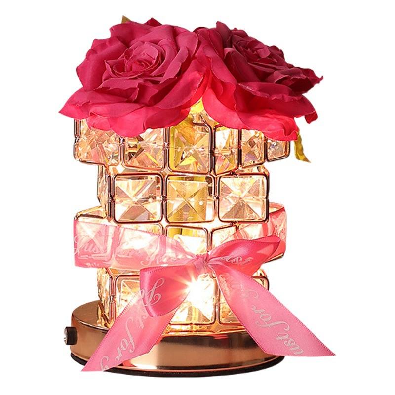 Новый подарок на День Святого Валентина розовая Хрустальная настольная лампа для подруги подарок на день рождения спальня прикроватное украшение