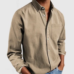 2025 cross-border foreign trade e-commerce new Amazon independent station men's shirt new long sleeve lapel men's shirt