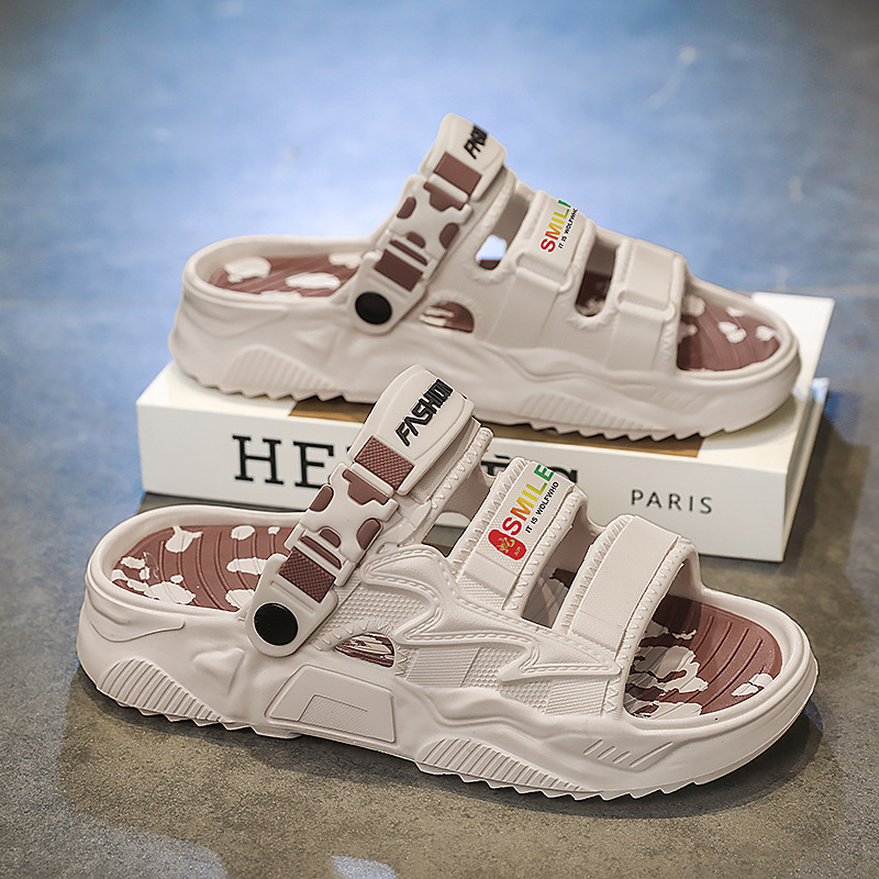 2025 verano nuevo estilo, uso exterior, conducción de doble uso, chanclas, suela gruesa, ejercicio, pisando heces, sandalias de playa, zapatos de hombre, cabello