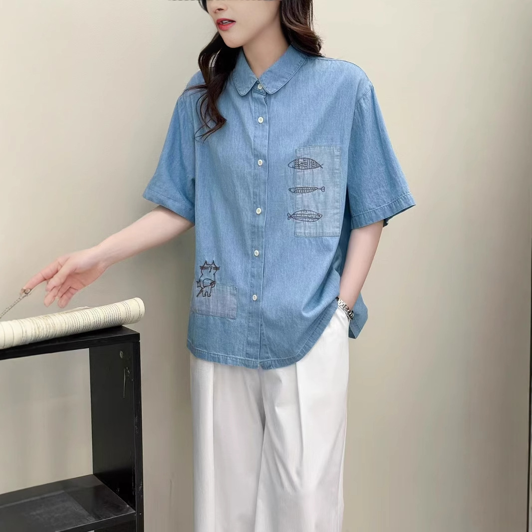 Summer Japanese design retro shirt for leisure