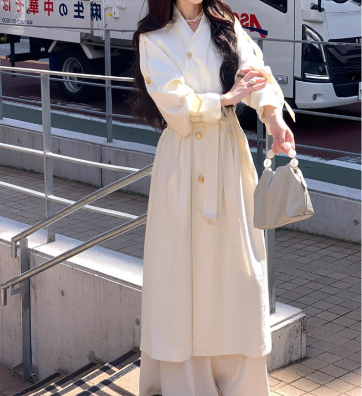 巨好看风衣女2025新款中长款外套高个子亚麻大衣早秋穿搭|undefined