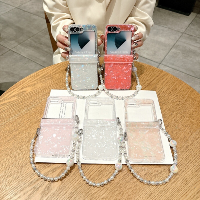 Suitable for Samsung Z Flip3,4,5,6 Shell Pattern Mobile Phone Case New Flip3,4,5,6 Bracelet Protection