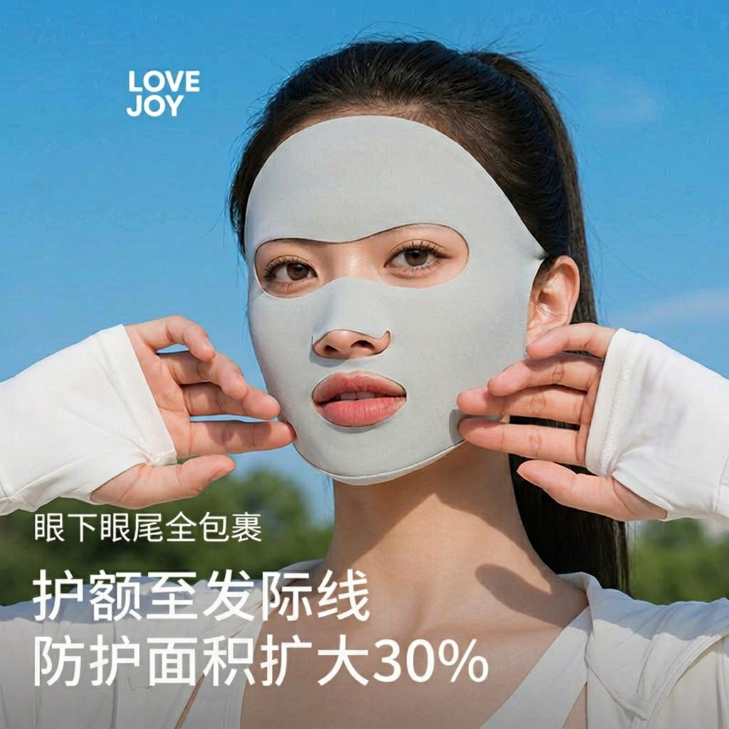 全脸防晒面罩女夏季运动跑步专用口罩冰丝防紫外线薄款透气脸基尼