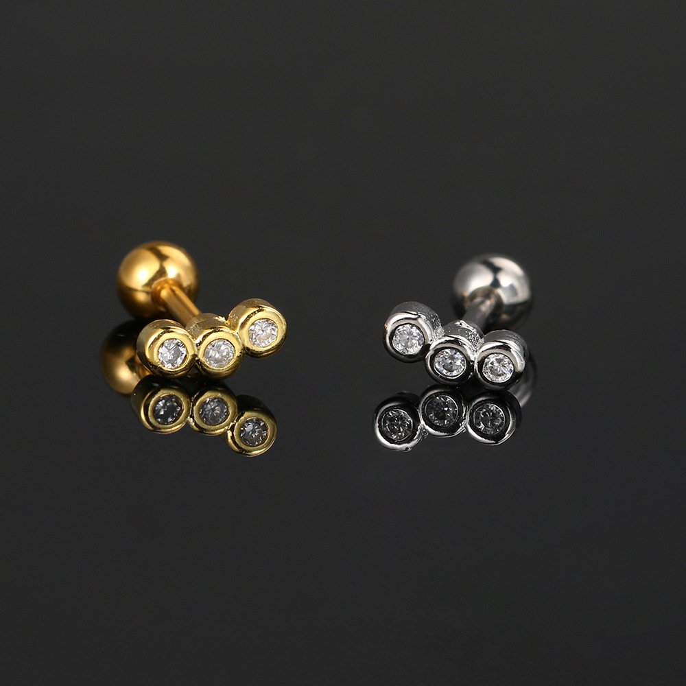 1 Piece 1 Pair Elegant Streetwear Geometric Inlay Copper Zircon Ear Studs display picture 7