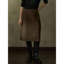 [共线]COLNE秋季新款简约舒适柔软绵羊毛直筒山羊绒半身裙女C5460