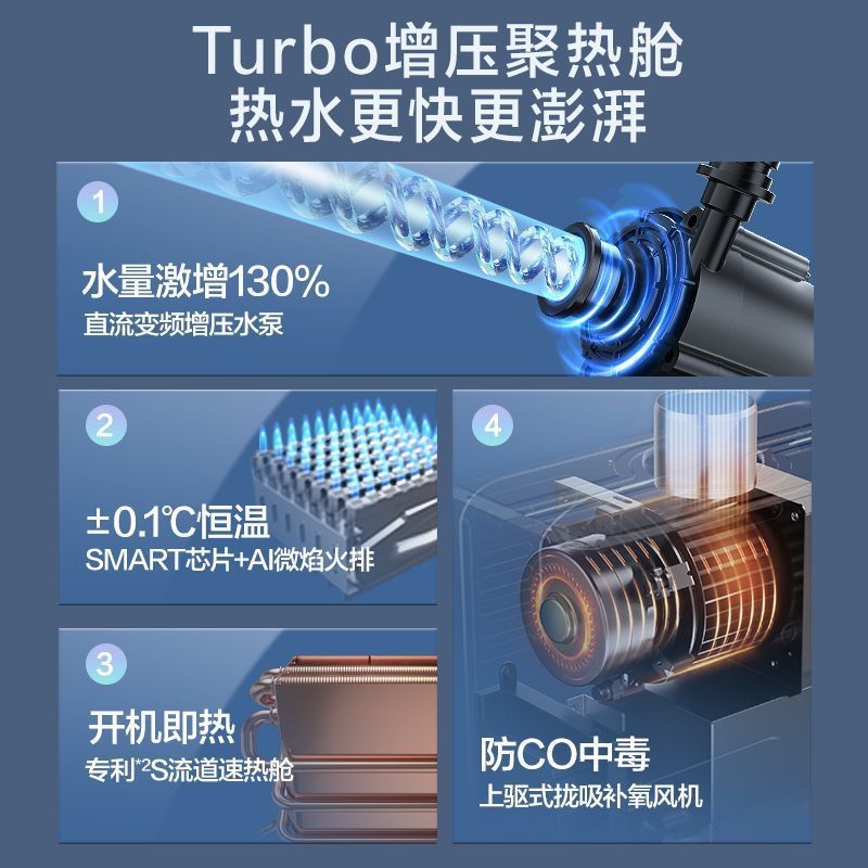 万和零冷水天然气燃气热水器家用自动增压即开即热节能13-16升S系