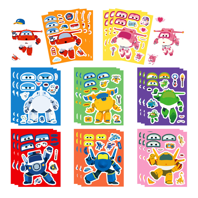 8 Cartoon Super Wings Face-Changing Children's Educational DIY Drawing Board Decorations, Waterproof Stickers for Cross-Border Wholesale 8 Cartoon Super Wings Face-Changing Children's Educational DIY Drawing Board Decorations, Waterproof Stickers for Cross-Border Wholesale