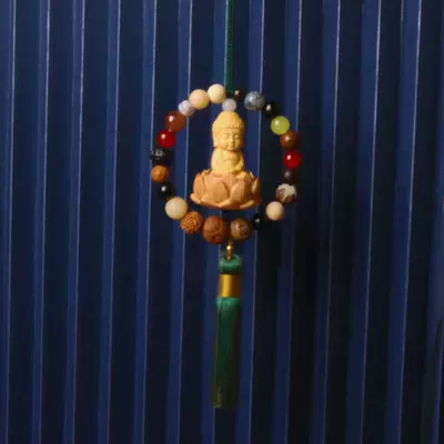 Car pendant lotus Buddha blessing: Car hanging - eighteen-seeds-green-buddha